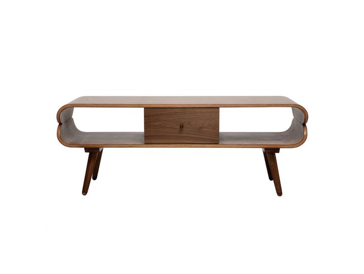 Meuble TV vintage en bois foncé avec rangements L132 cm TAKLA