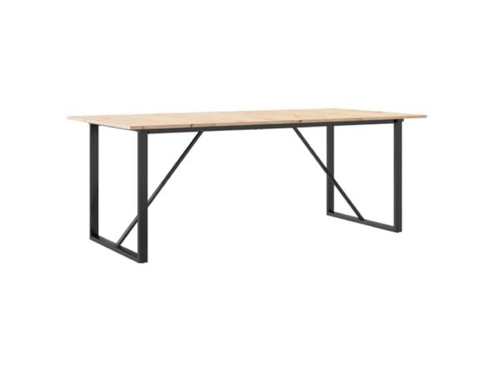 KFGWERSTY Esstisch 200 x 100 x 75 cm Massivholz Kiefer und Stahl Massives Kiefernholz, O-Gestell aus Stahl, 200 x 100 x 75 cm, für Esszimmer und Wohnbereich, zerlegte Lieferung