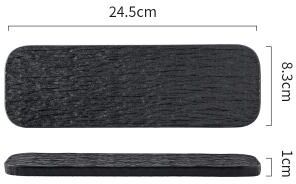 Youfap Market Ceramic Serving Tray For Hotel, White And Black Stone Grain Rectangle Flat, Sushi Pastry Plate For Restaurant black