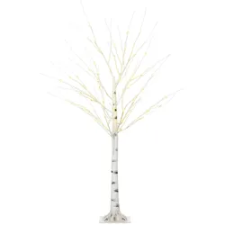 150 cm Kunstbirke Kunstbaum mit LED-Beleuchtung für Weihnachten Ostern Warmweiß