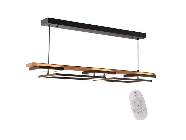 Plafonnier LED linéaire en bois 60W, 5 lumières, dimmable 121cm