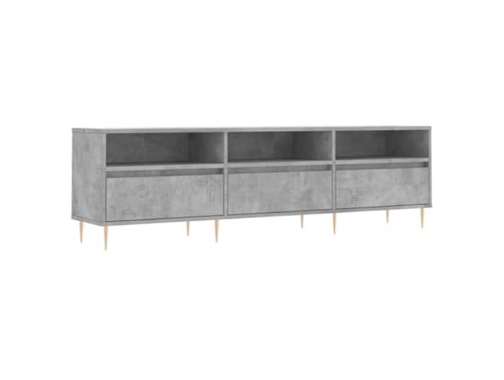 KUPTYERFG TV-Schrank Betongrau 150x30x44,5 cm TV-Möbel Holzwerkstoff Praktisches Sideboard mit 6 Fächern und Eisenbeinen für ausreichend Stauraum im Wohnzimmer oder Schlafzimmer.