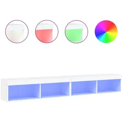 vidaXL TV-Schränke mit LED-Leuchten 2 Stk. Weiß 100x30x30 cm