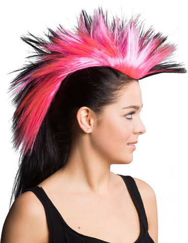 Irokesen-Haarteil, pink/schwarz