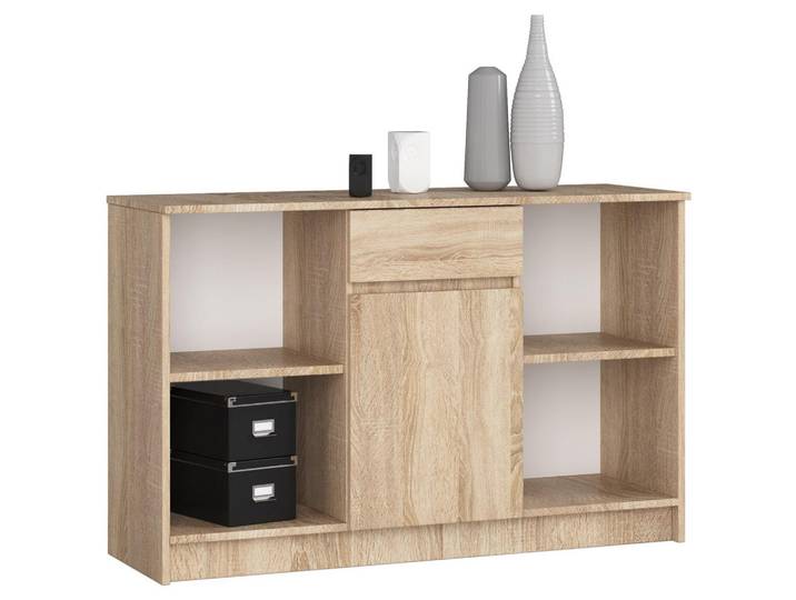 Akord Kommode Sonoma Eiche 120x40x77 cm, Nachbildung, Rechteckig,Rechteckig, 120x77x40 cm, Kleinmöbel, Kommoden, Kommoden