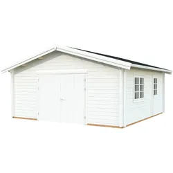 Palmako Garage Roger 27,7 m2 - 70 mm - mit Holztor weiß lackiert