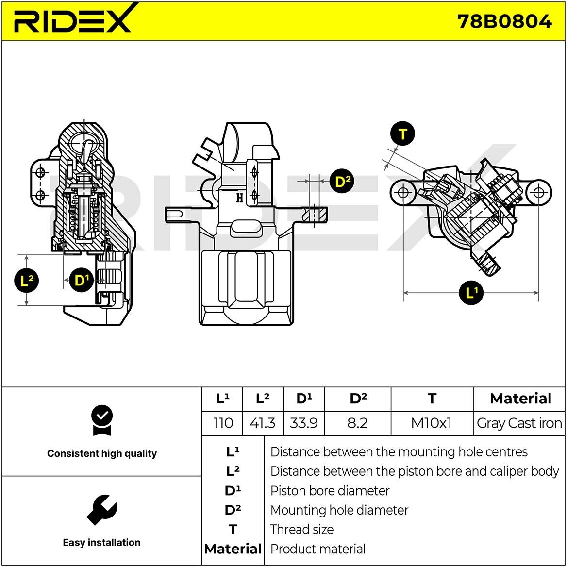 RIDEX 78B0804 Brake caliper
