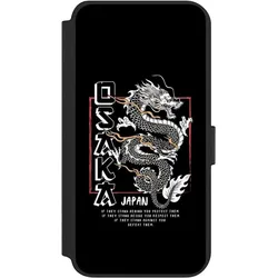 Nivocase Klapphülle für Samsung Galaxy S23+ Handyhülle aus Kunst Leder NIVOflip schwarz Drache Japan Meer (Samsung Galaxy S23+), Smartphone Hülle, Schwarz