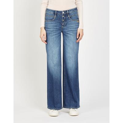 Relax-fit-Jeans GANG "94MEDINA WIDE", Damen, Gr. 30, Normalgrößen, blau (titan waves), 98% Baumwolle, 2% Elasthan, unifarben, relaxed fit lang, Jeans, mit normaler Beinlänge