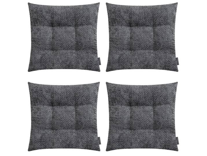 Lot de 4 galettes de chaise velours chenille anthracite 35x35x5