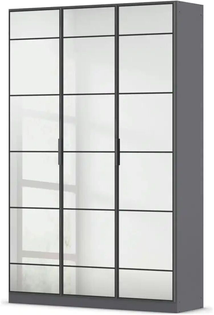 Höffner Drehtürenschrank mit Spiegelfronten mit Einlegeböden Acero ¦ grau ¦ Maße (cm):