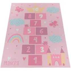 KINDERTEPPICH Waschbar, mit Prinzessinnen-Motiv, Rosa, 120 x 160 cm