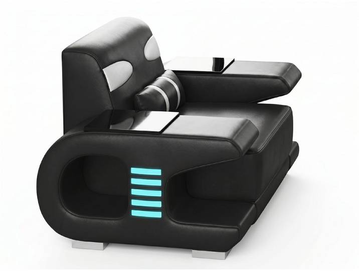JVmoebel Sessel Moderner Schwarz-Weiß Sessel mit Kissen und LED-Beleuchtung