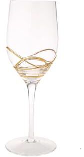 Classic Touch Set of 6 Wine Glasses with 14K Gold Swirl Gold Design