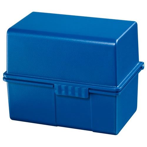 HAN A8 Karteikasten DIN A8 für 200 Karteikarten blau mit Deckel