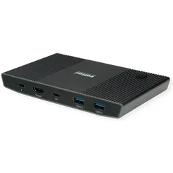 Roline KVM Switch 2fach/Dock USB-C, KVM Switch, Schwarz