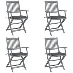 vidaXL Klappbare Gartenstühle 4 Stk. mit Sitzkissen Massivholz Akazie