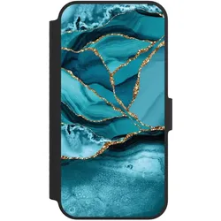 Nivocase Klapphülle für Apple iPhone 14 Handyhülle aus Kunst Leder NIVOflip schwarz Edelstein Glitzer Look (Apple iPhone 14), Smartphone Hülle, Schwarz