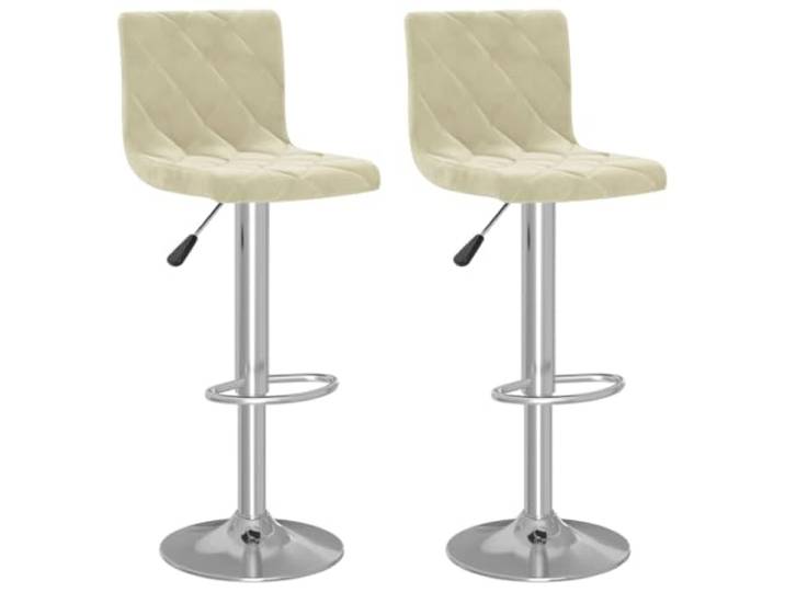 KTHLBRH Barstühle 2 Stück Creme aus Samt Chromstahl, Velours 100% Polyester, Schaumstoff, Fußstütze, 360° Drehung, Gasregler, 110 kg