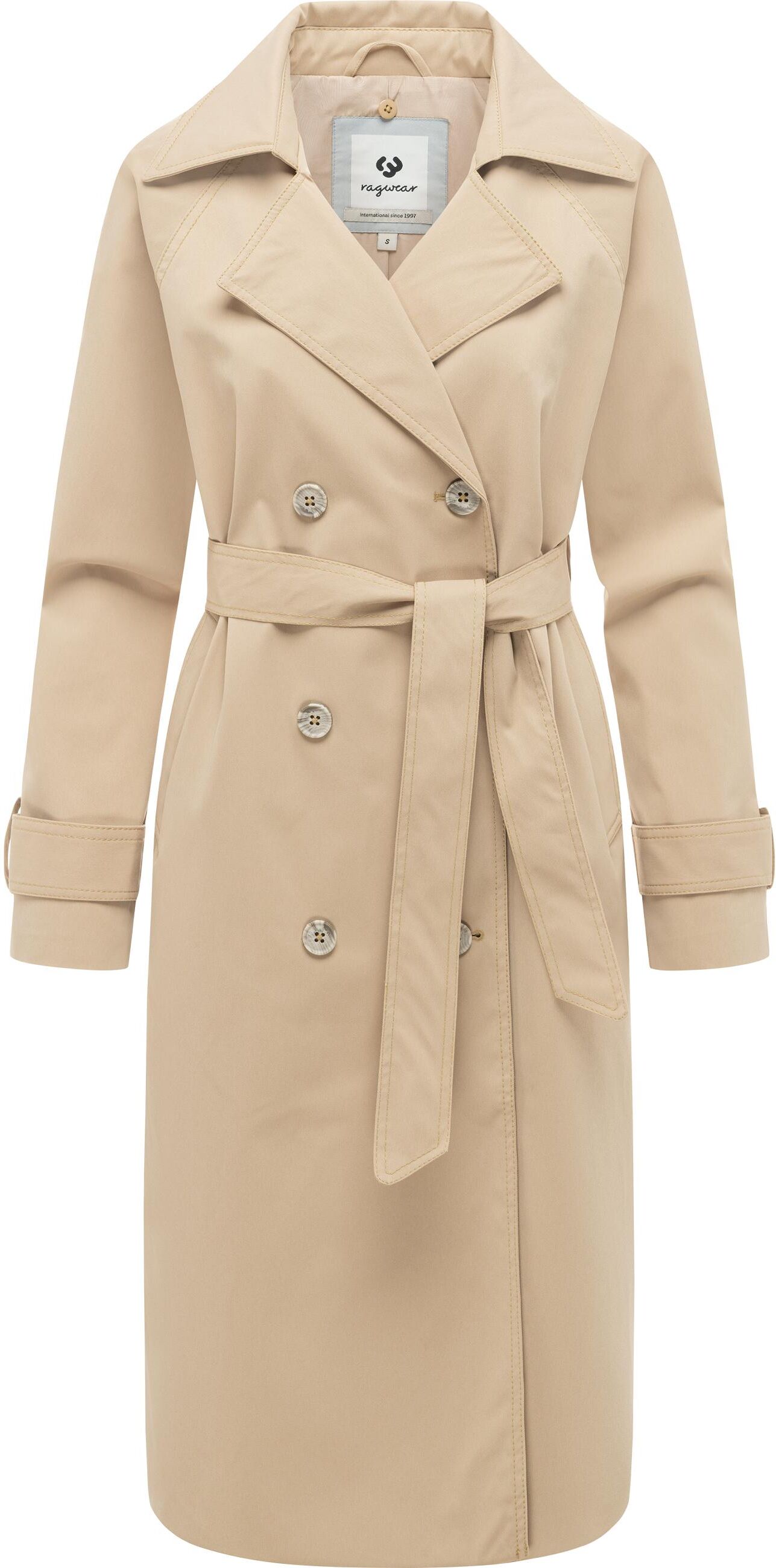Trenchcoat RAGWEAR "Trenchcoat Trenchie Y", Damen, Gr. M, beige (sand), Mäntel Trenchcoat