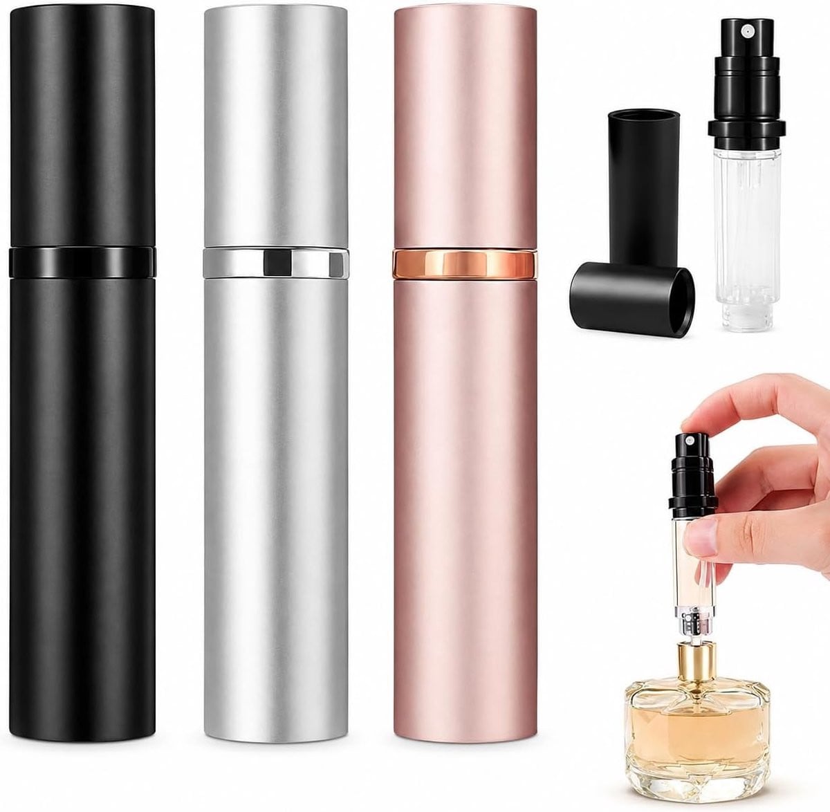 Set van 3 navulbare mini parfumverstuivers van 5 ml per stuk