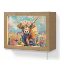 WANDLEUCHTE Schottische Hochländer - Natur - Farbenfroh - Blumen Wandlampe 20x15 cm Wandlampe