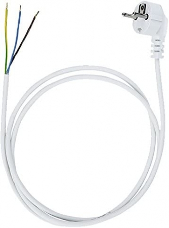 Netzkabel 2 m weiß, 3-adrig mit Schutzkontaktstecker, 200 cm, offene Kabelenden 3-adrig, 3 x 1,0 3.76