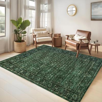 Garvee Vintage Distressed Floral Print Area Rug