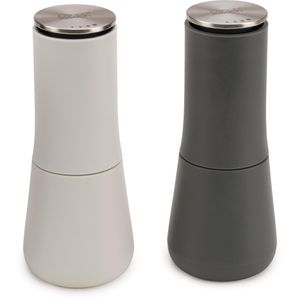 JosephJoseph Gewürzmühle Milltop, Höhe 17 cm, Kunststoff, grau, Keramikmahlwerk, Salz- und Pfeffermühle, 2 Stück