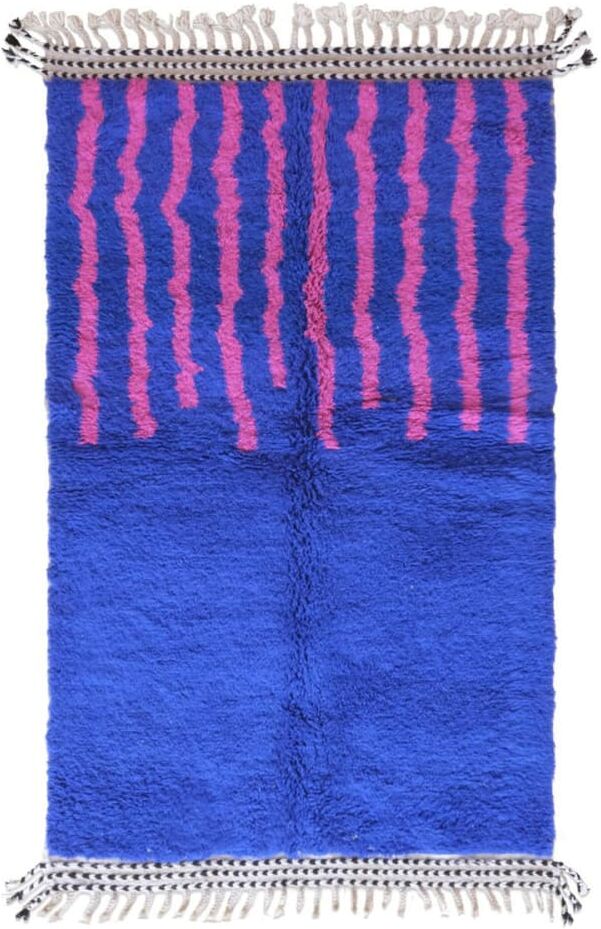 AFK Living Tapis berbère original et graphique en laine 133 x 238 cm Bleu 238x2x133cm