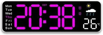 Uplift Picks USB Powered Large Digital Wall Clock With Temperature Date And Week Display white rose Red
