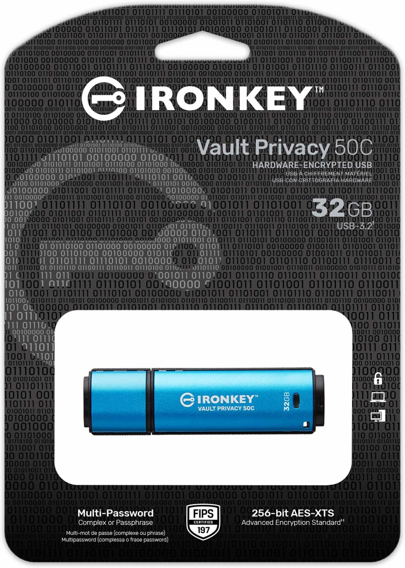 Kingston IronKey Vault Privacy 50C USB-C Encrypted Flash Drive 32GB