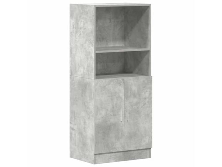 HKTMGDNG Küchenschrank Betongrau 57x41,5x131,5 cm Highboard Anrichte Kompakter Mehrzweckschrank mit Türen und offenen Fächern für Küche, Büros und Gastronomie, pflegeleicht und belastbar.
