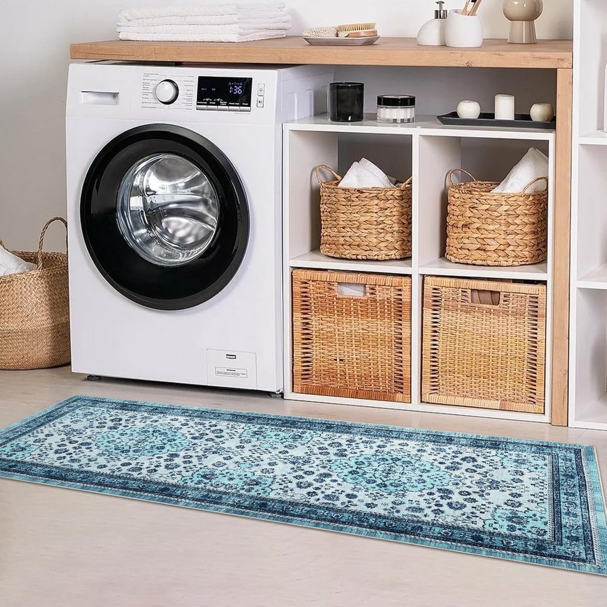 Wasbaar vintage vloerkleed met antislip en vlekbestendigheid B/D: 80 x 150 cm