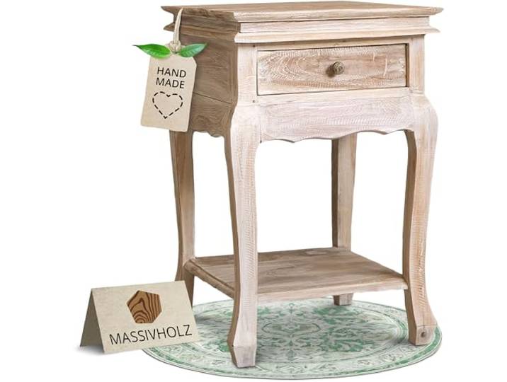 livasia Balinesischer Nachttisch – 40x40x60cm – Vintage Kommode mit Schublade, Wohnzimmer Kommode im Landhausstil aus Teakholz, Handgefertigt und Nachhaltig aus Java, Shabby Look
