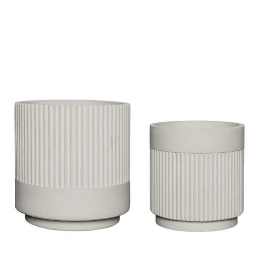 Hubsch Plaster potten wit - set van 2 stuks