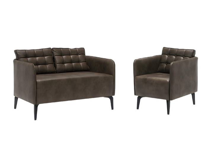 Xlmoebel 3-Sitzer Braue Ledergarnitur in Braun mit modernen Armlehnen und Kissen, Couchgarnitur 2 Teile, Made in Europa