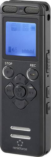 Renkforce RF-DVR-E36 Digitales Diktiergerät Aufzeichnungsdauer (max.) 25h Schwarz Geräuschunterdrückung