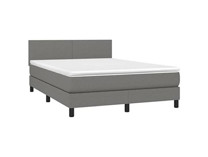 vidaXL Boxspringbett mit Matratze & LED Dunkelgrau 140x200 cm Stoff