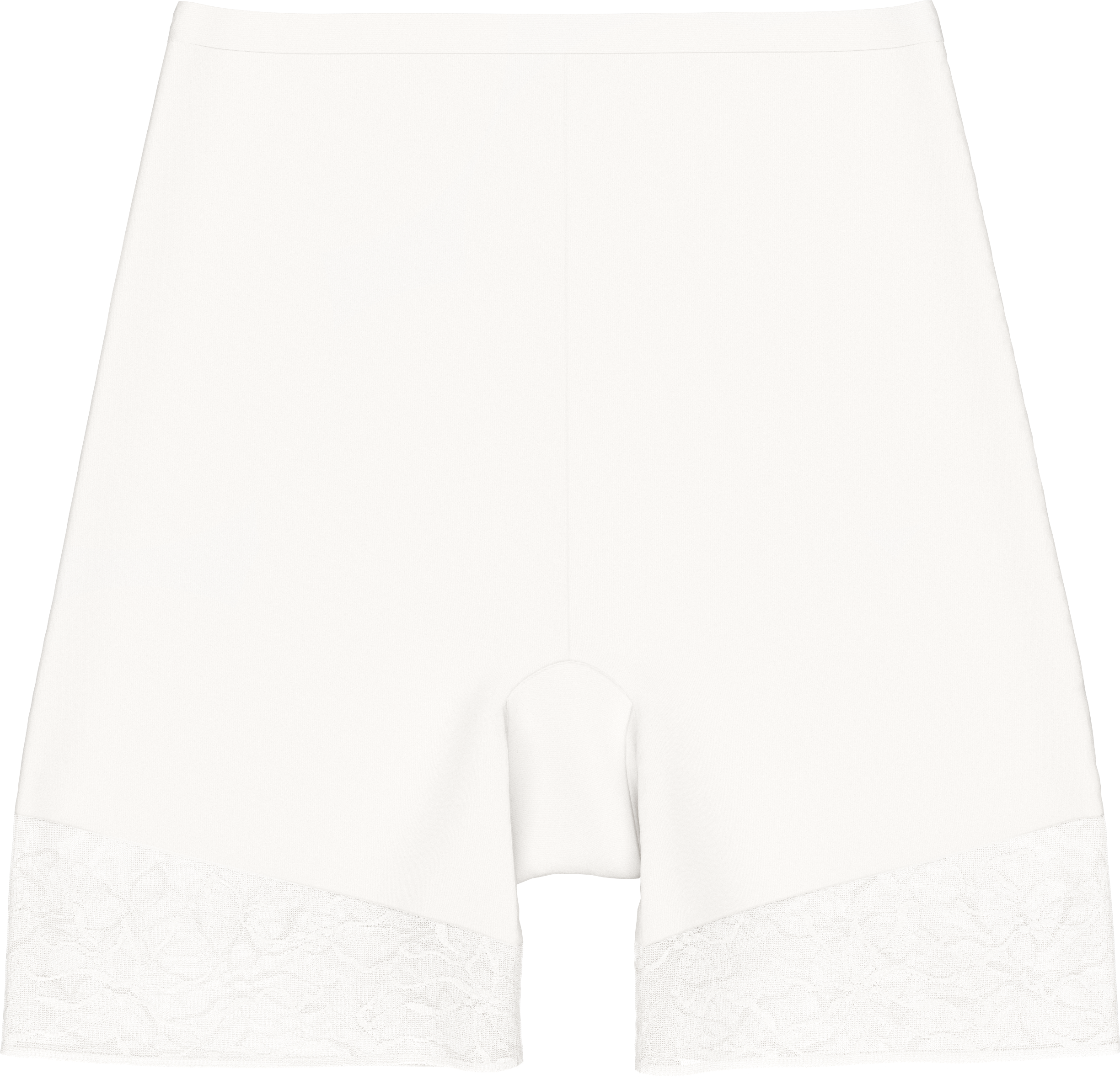 Panty TRIUMPH "Comfort Contour Mid-Thigh Panty", Damen, Gr. M, Microtouch, weiss (silk weiß), Microtouch, Obermaterial: 56% Polyamid, 44% Elasthan, körpernah, Unterhosen Panty, flache formende Spitze silk weiß M, Microtouch
