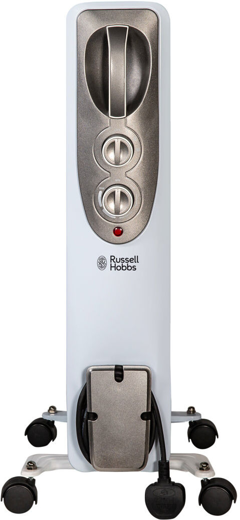 Russell Hobbs RHOFR5002B 2kW Oil Filled Radiator, 9 Fin, Black White 63cm H X 24cm W X 41cm D