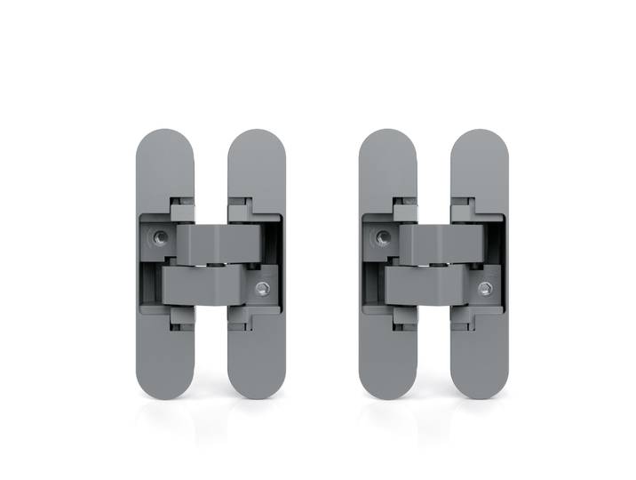 Emuca - Lot De 2 Charnières À Boîtier Pour Portes De Passage\, Charge 40kg\, Ouverture À 180 Degrés\, Zamak\, Gris Métallisé