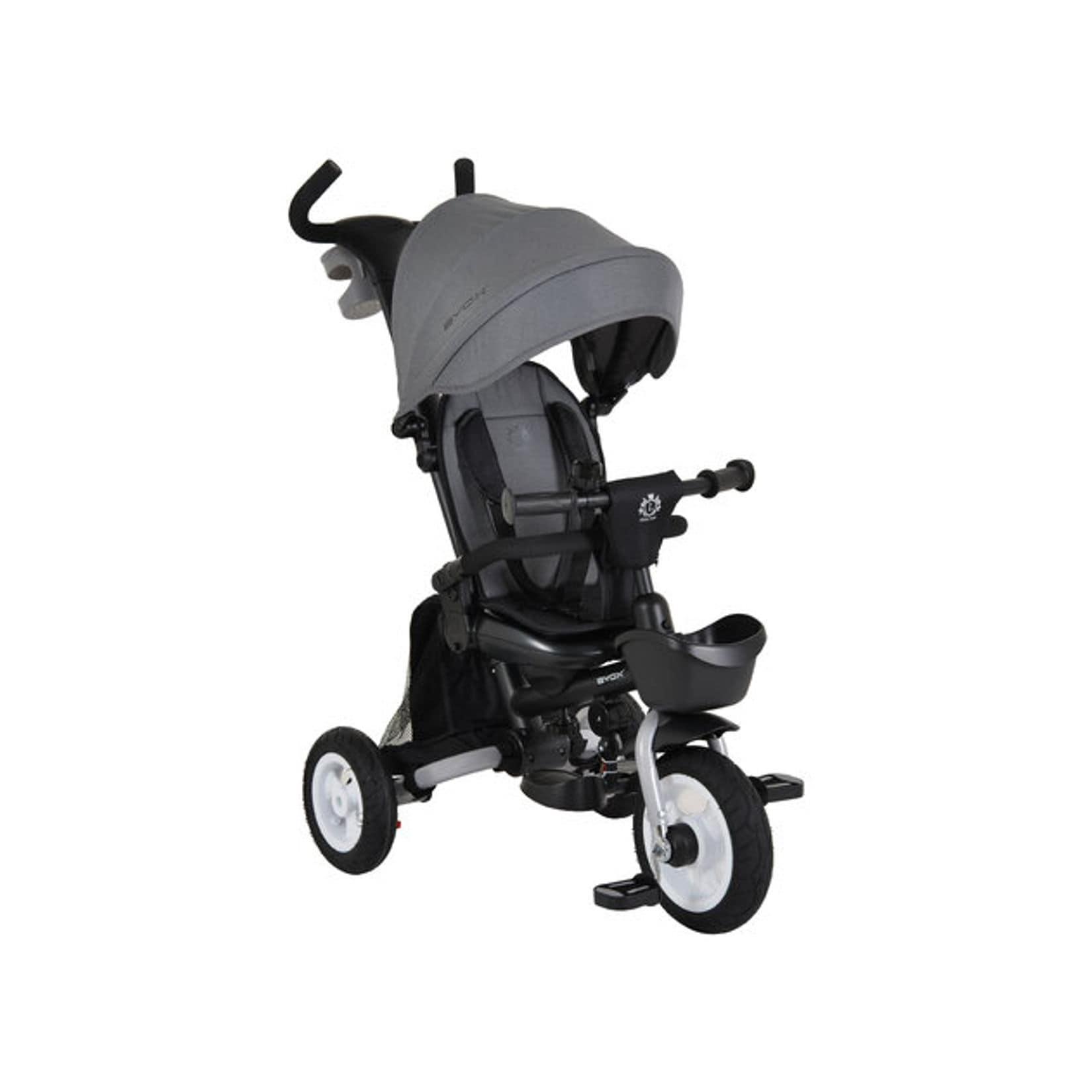 Byox Dreirad Flexy Lux 3 in 1 Tricycle, klappbar, Gummireifen, drehbarer Sitz dunkelgrau