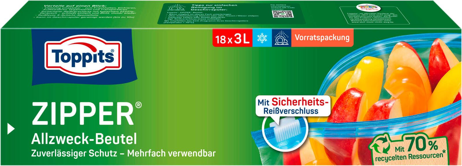 Toppits Gefrierbeutel ZIPPER 3,0 l 2920866003