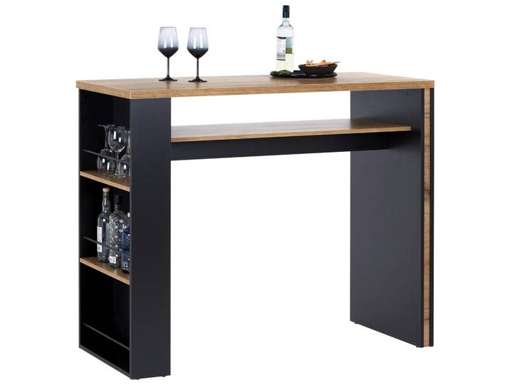 Milino Bartisch, Schwarz, Eiche, rechteckig, Wange, 55x110.5x138 cm, Stauraum, Esszimmer, Tische, Stehtische