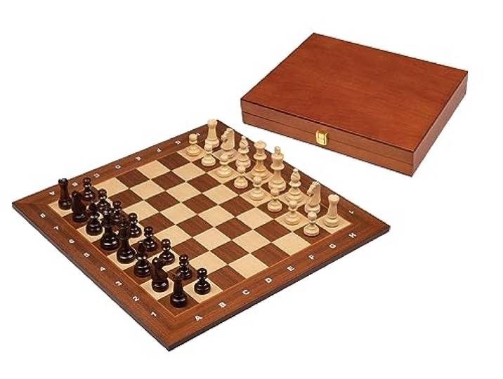 Philos 2503 - Schach, Schachspiel, Turnierschachset mit Schachbrett und Schachfiguren in Figurenbox, Feld 50mm, Königshöhe 90mm, Holz