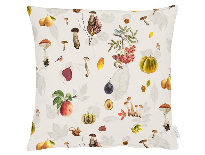Dekokissen APELT 3405 mit herbstlichen Naturmotiven , bunt (natur, orange, grün, bedruckt), B:48cm H:5cm L:48cm, Baumwolle, Polyester, Dekokissen_Sitzkissen_Kissenhüllen, Dekokissen, Kissen incl. Füllung, Herbstdekoration