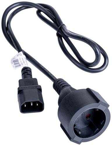 Akyga Strom Anschlusskabel [1x Kaltgeräte-Stecker C14 - 1x Schutzkontakt-Steckdose] 1.00m Schwarz