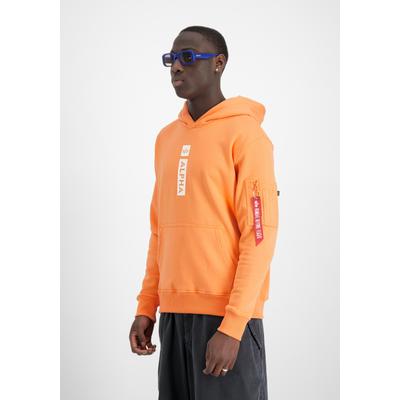Hoodie ALPHA INDUSTRIES "Alpha Puff Print Hoodie", Herren, Gr. S, orange (tangerine), Obermaterial: 80% Baumwolle, 20% Polyester, regular fit, Sweatshirts Hoodie