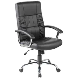 Dmora Bürostuhl Melton, Chefsessel mit Armlehnen, Ergonomischer Bürostuhl, 69x64h106/116 cm, Schwarz